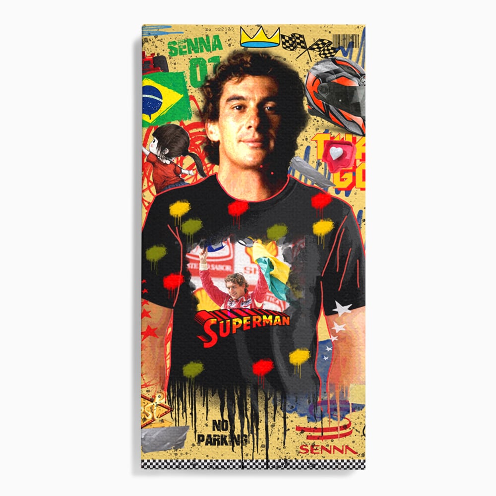Tablou canvas cu tablou canvas cu ayrton senna, fara rama, pe sasiu de lemn